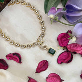 Vriksham Elegant Floral Sparkling Elephant With Green Stone Neckpiece-G20422